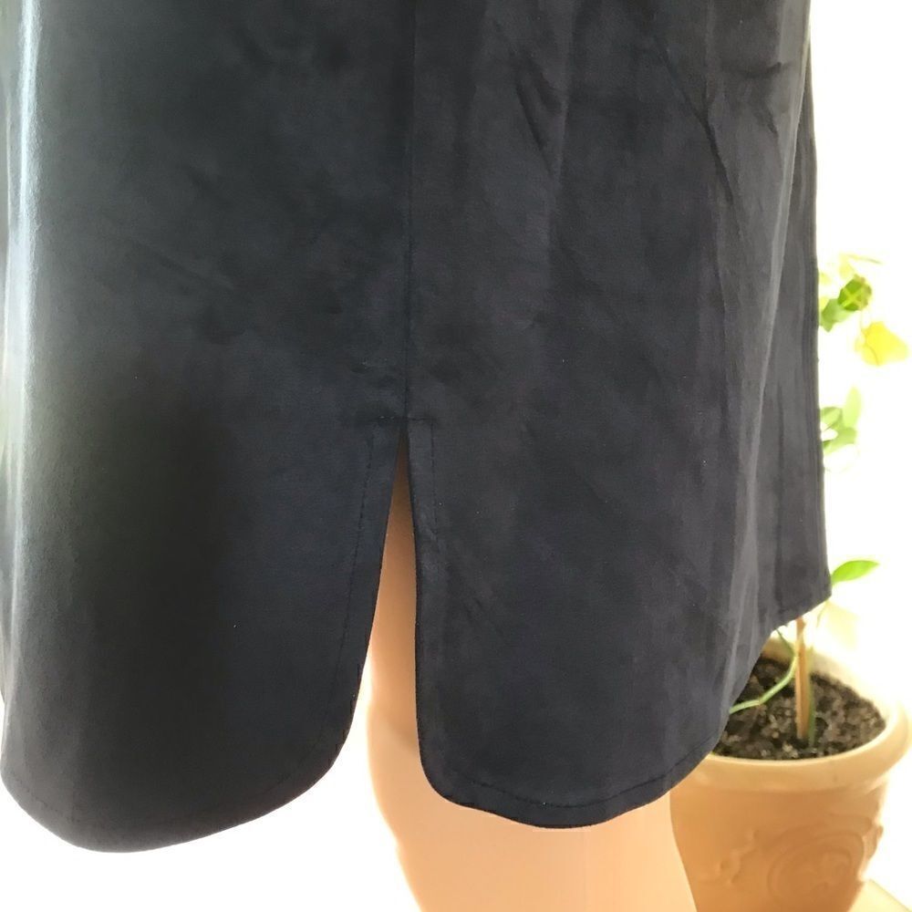 𝅺ELIE Tahari dress blue micro suede size 8 spring fall - Picture 8 of 12